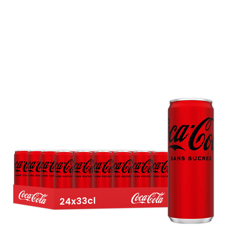 Coca-Cola Zéro, pack de 24 canettes de 33cl.