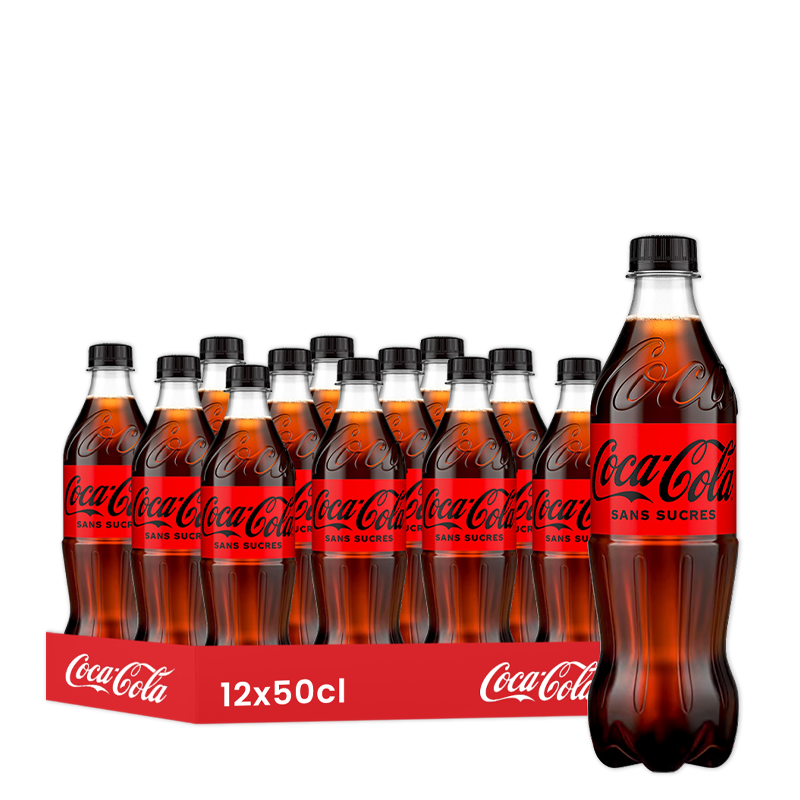 Coca-Cola Zéro, pack de 12 bouteilles de 50cl.