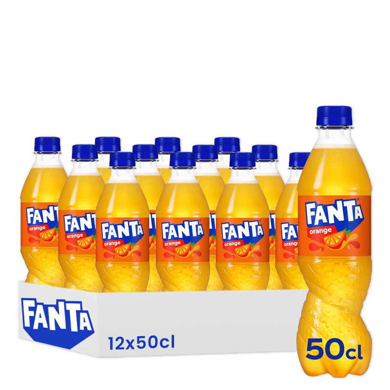Fanta Orange, pack de 12 bouteilles de 50cl.