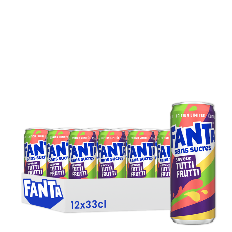 Fanta Tutti Frutti, pack de 12 canettes de 33 cl.