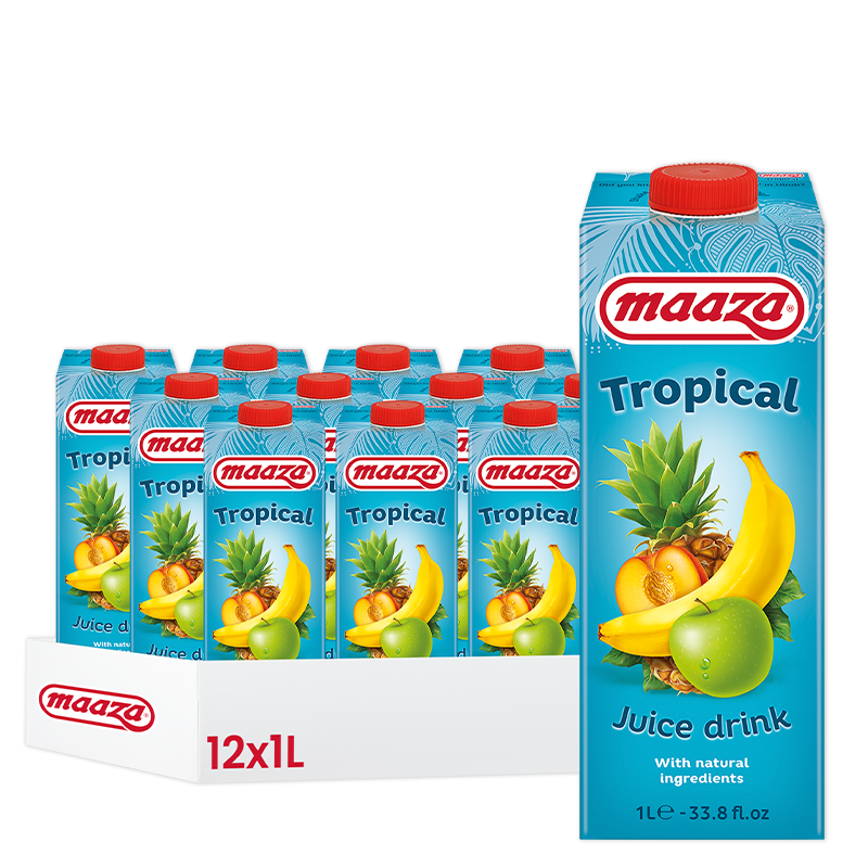 Maaza Tropical, pack de 12 bouteilles de 1L.
