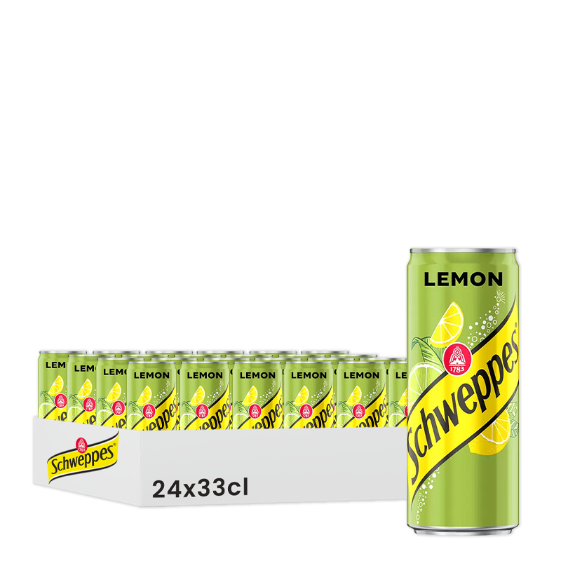 Schweppes Lemon, pack de 24 canettes de 33cl.