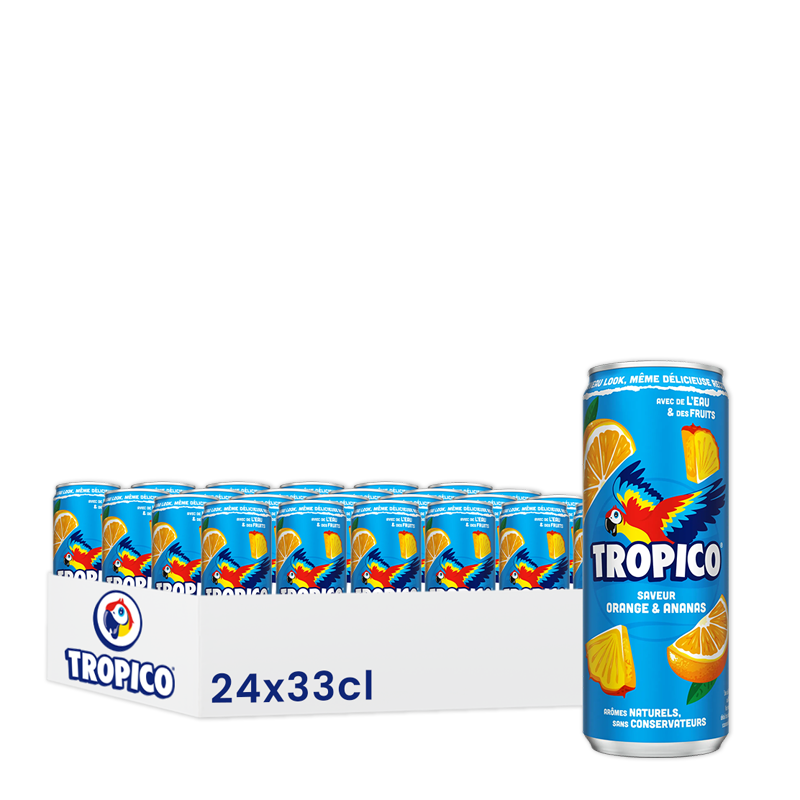 Tropico, pack de 24 canettes de 33cl.