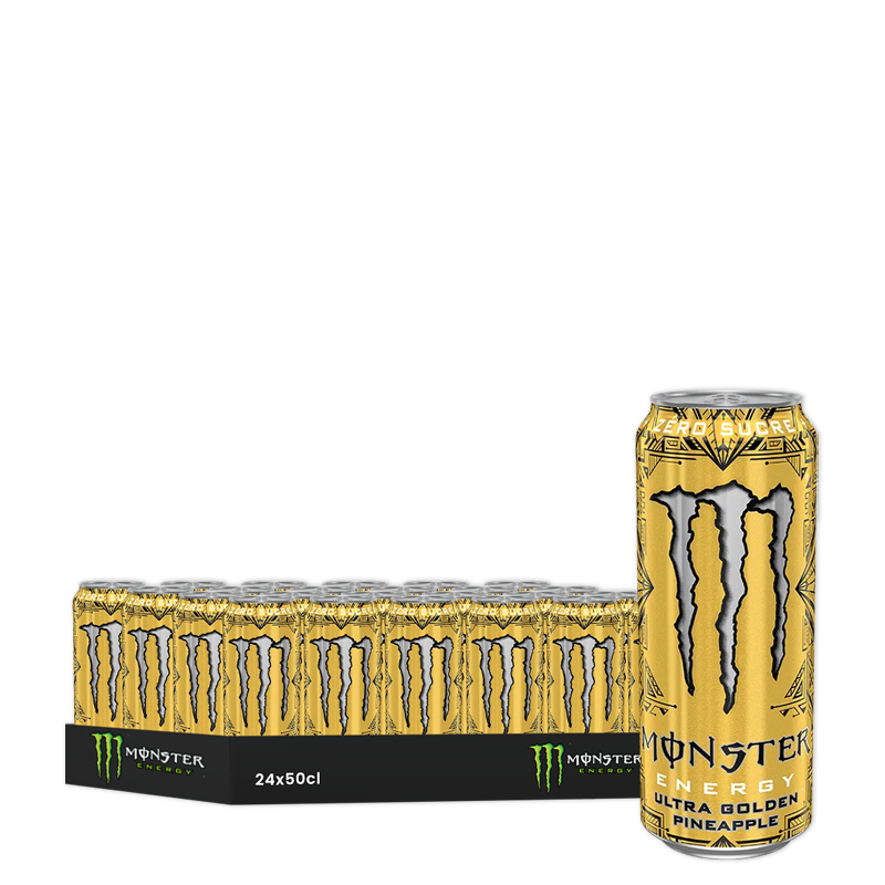 Monster Energy Ultra Golden Zero, pack de 24 canettes de 50 cl.