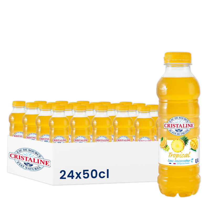 Cristaline Tropical, pack de 24 bouteilles de 50cl.