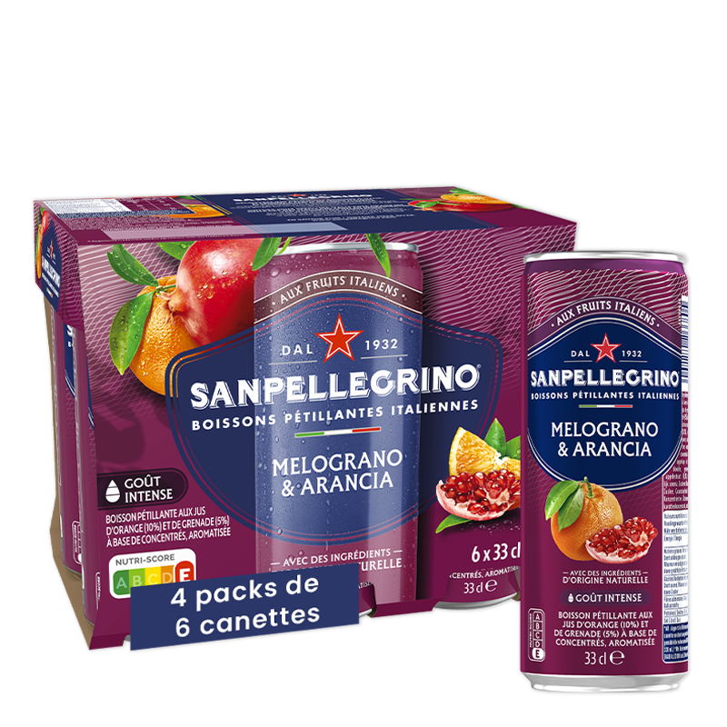 San Pellegrino Melograno, pack de 24 canettes de 33cl.