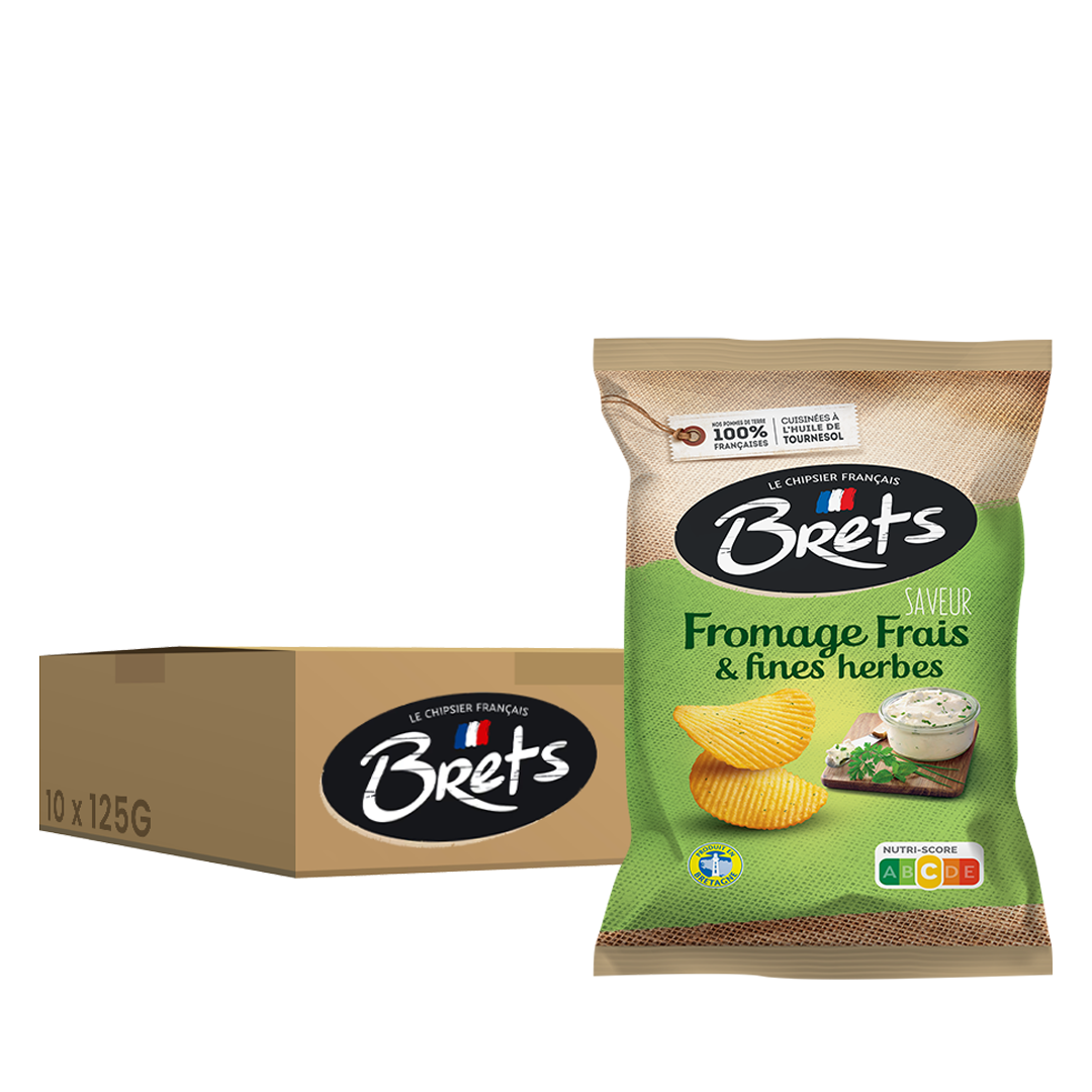 Brets saveur Fromage Frais et Fines Herbes, pack de 10 unités de 125 g.
