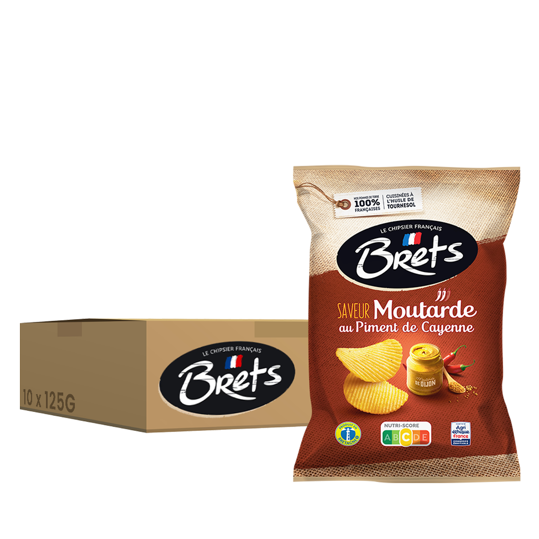 Brets Moutarde au piment de Cayenne, pack de 10 unités de 125 g.