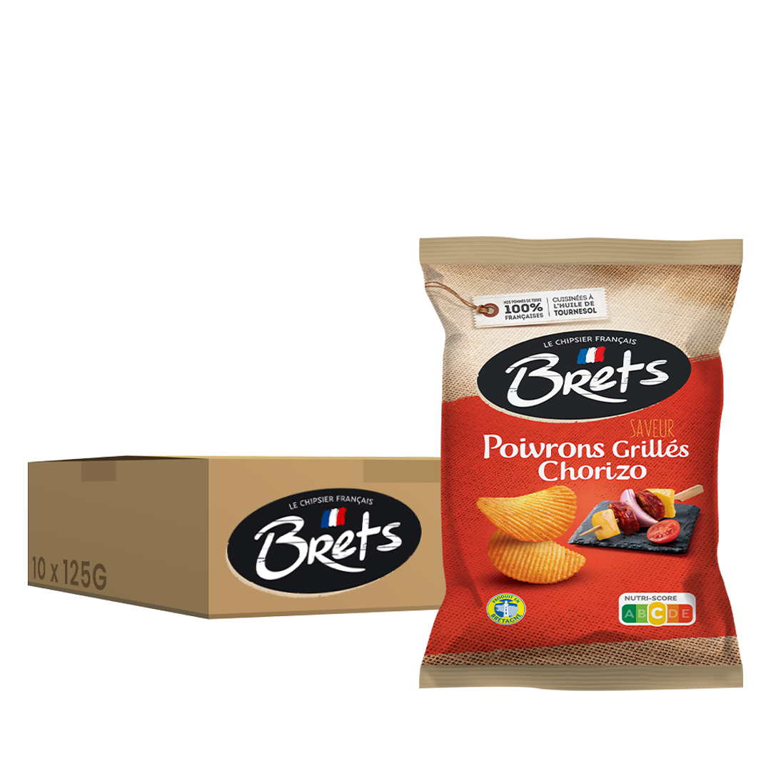 Brets Poivron Chorizo, pack de 10 unités de 125 g.