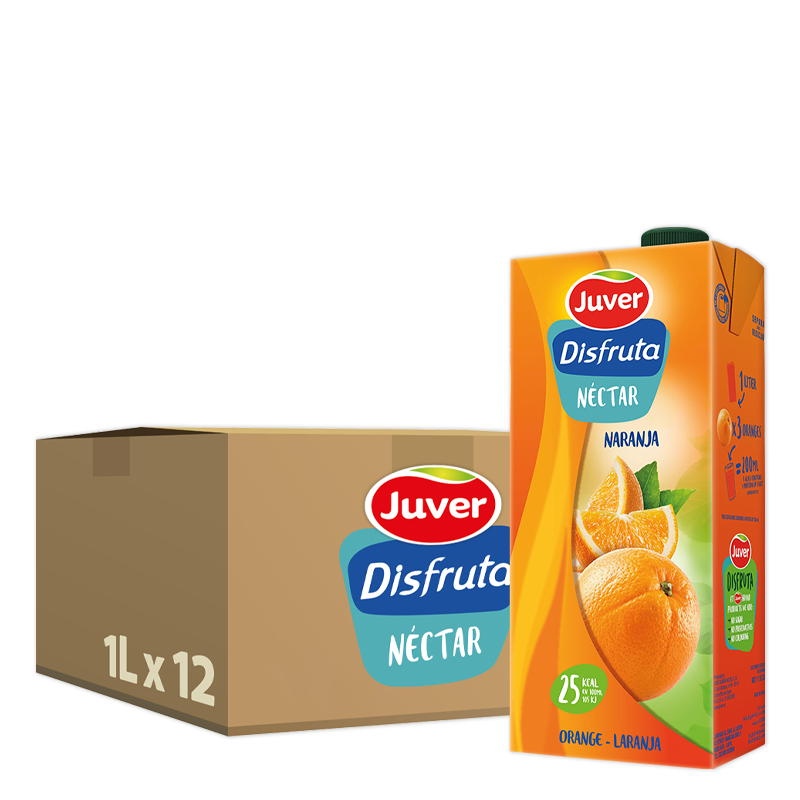 Juver Disfruta Orange, pack de 12 briques de 1L.