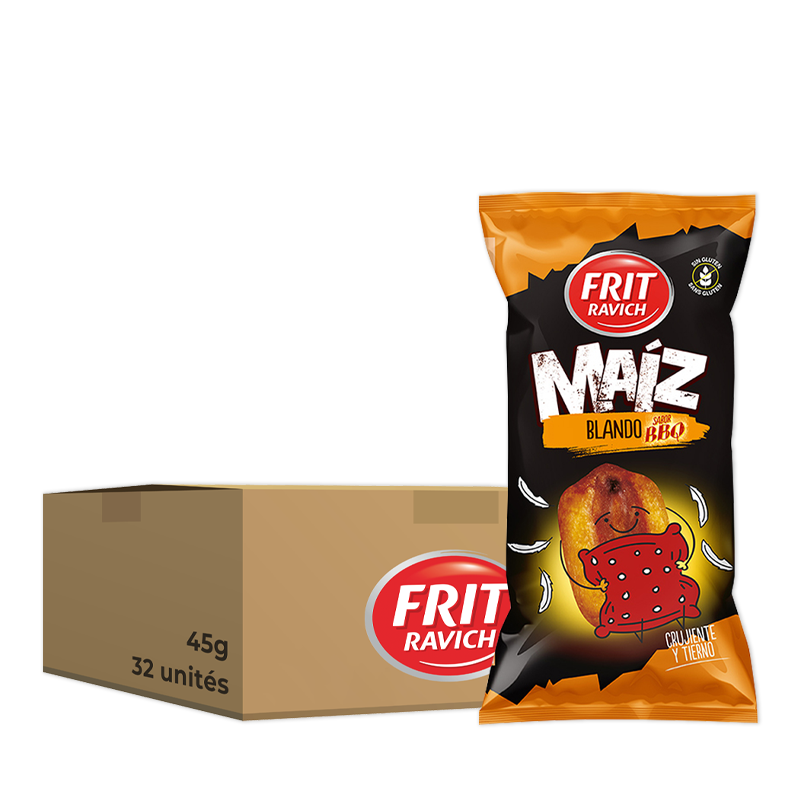 Frit Maïs doux saveur barbecue, pack de 32 unités de 45g.