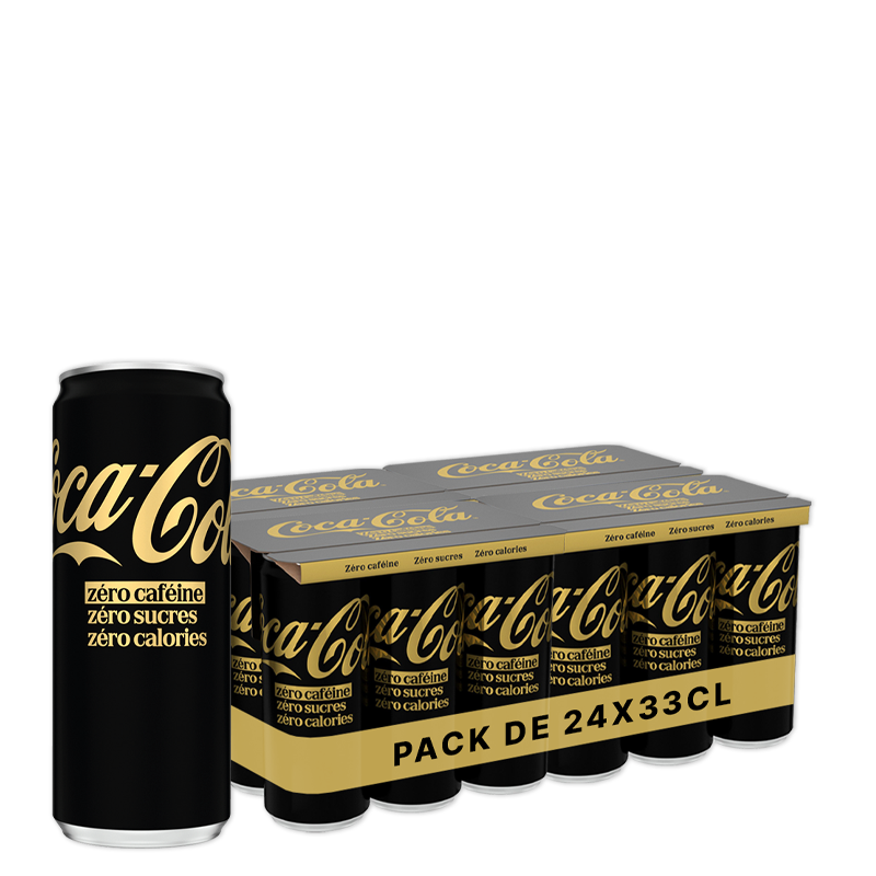 Coca‑Cola Zéro Caféine Zéro Sucres, pack de 24 canettes de 33cl.