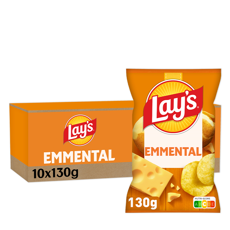 Lay’s Emmental, pack de 10 unités de 130g.