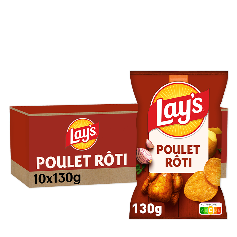 Lay’s Poulet Rôti, pack de 10 unités de 130g.