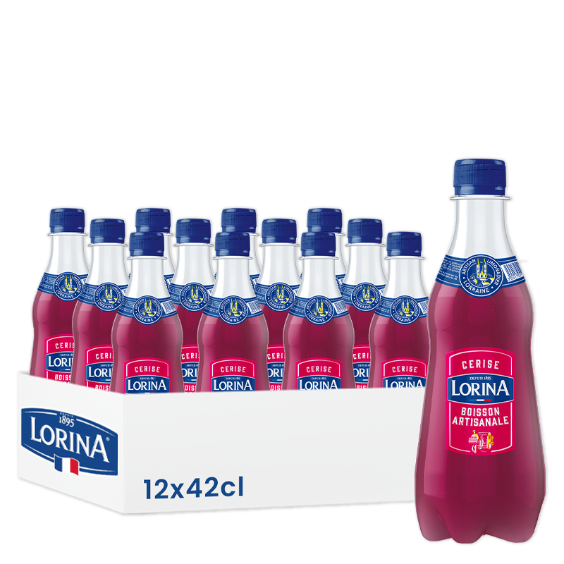 Lorina Limonade Artisanale Cerise, pack de 12 bouteilles de 42 cl.