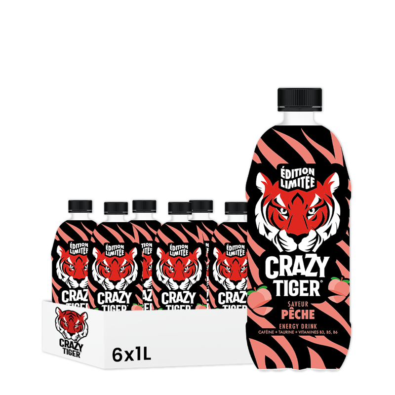 Crazy Tiger Pêche, pack de 6 bouteilles de 1L