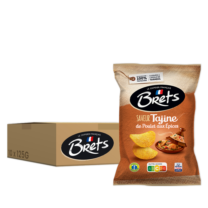 Brets saveur Tajine de Poulet aux Épices, pack de 10 unités de 125 g.