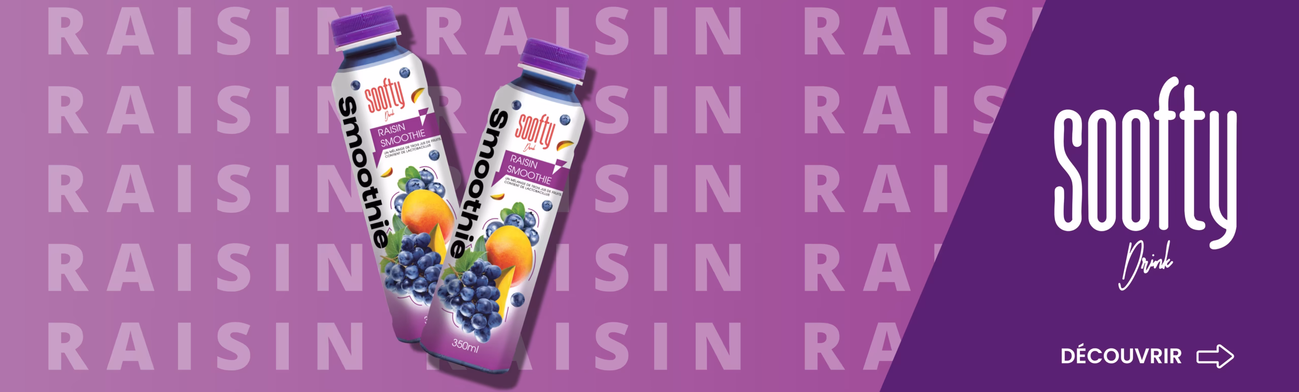 Smoothie by Soofty saveur Raisin, disponible sur IDF Distribution.